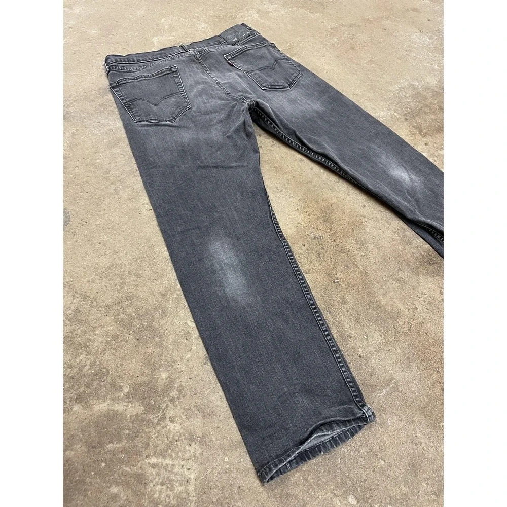 Levis 505 Jeans Mens 36x30 Gray Charcoal Stretch‎ Denim Straight Leg Zip Fly